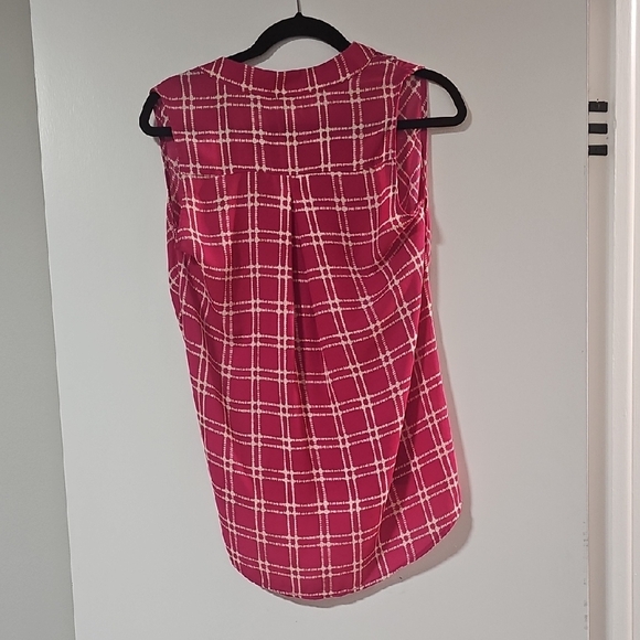 Evereve Fuchsia and White Plaid Sleeveless Blouse - Picture 3 of 4